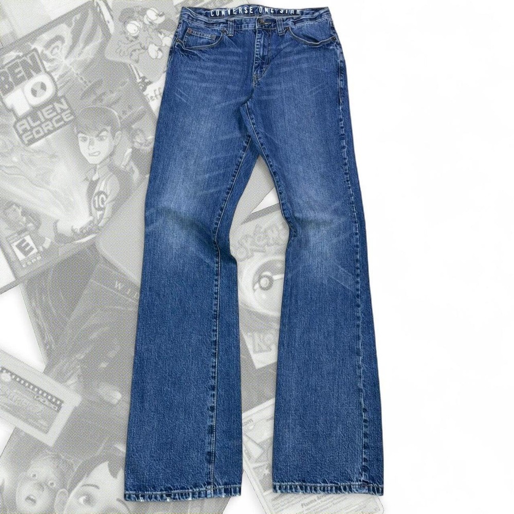 Vintage Y2K Blue Converse One Star Fulton Bootcut Wide Leg Flared Western Jeans
